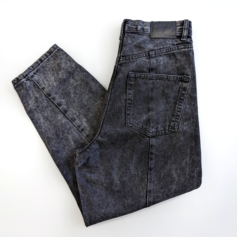 Zara Black Wash High Waisted Tapered Mom Jeans